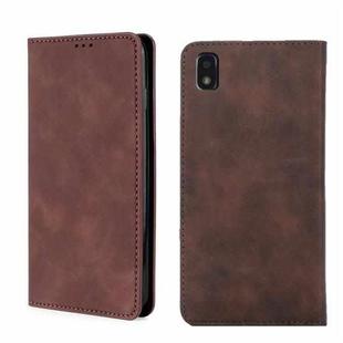 For ZTE Blade L210 Skin Feel Magnetic Flip Leather Phone Case(Dark Brown)