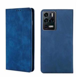For ZTE Axon 30 Ultra 5G Skin Feel Magnetic Flip Leather Phone Case(Blue)