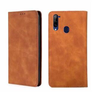 For ZTE Libero 5G Skin Feel Magnetic Flip Leather Phone Case(Light Brown)