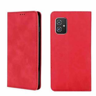 For Asus Zenfone 8 Skin Feel Magnetic Flip Leather Phone Case(Red)