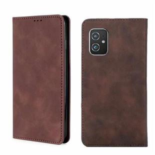 For Asus Zenfone 8 Skin Feel Magnetic Flip Leather Phone Case(Dark Brown)