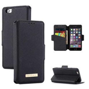 MUXMA MX115 Cross Texture Oil Edge Flip Leather Phone Case For iPhone 6s / 6(Black)