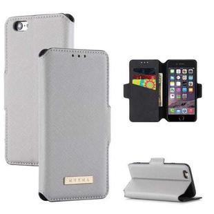 MUXMA MX115 Cross Texture Oil Edge Flip Leather Phone Case For iPhone 6s / 6(White)