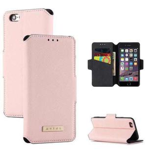 MUXMA MX115 Cross Texture Oil Edge Flip Leather Phone Case For iPhone 6s / 6(Pink)