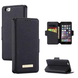 MUXMA MX115 Cross Texture Oil Edge Flip Leather Phone Case For iPhone 6s Plus / 6 Plus(Black)