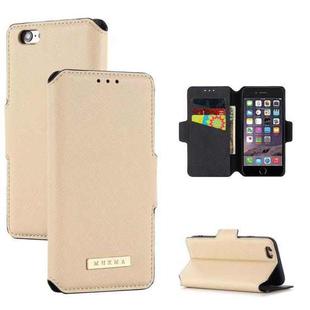 MUXMA MX115 Cross Texture Oil Edge Flip Leather Phone Case For iPhone 6s Plus / 6 Plus(Gold)