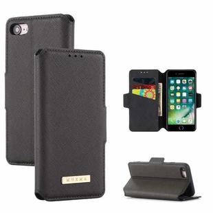 For iPhone SE 2022 / SE 2020 / 8 / 7 MUXMA MX115 Cross Texture Oil Edge Flip Leather Phone Case(Grey)
