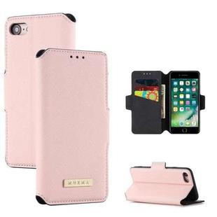 For iPhone SE 2022 / SE 2020 / 8 / 7 MUXMA MX115 Cross Texture Oil Edge Flip Leather Phone Case(Pink)