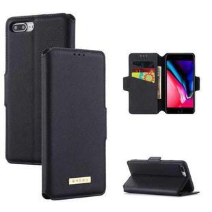 MUXMA MX115 Cross Texture Oil Edge Flip Leather Phone Case For iPhone 8 Plus / 7 Plus(Black)