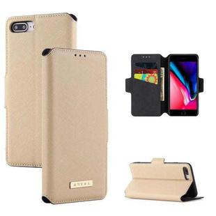 MUXMA MX115 Cross Texture Oil Edge Flip Leather Phone Case For iPhone 8 Plus / 7 Plus(Gold)