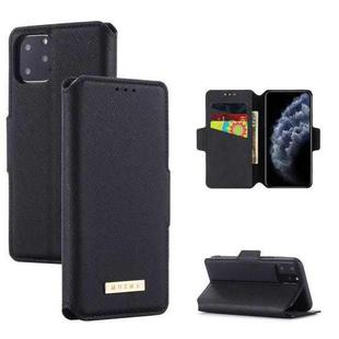For iPhone 11 Pro MUXMA MX115 Cross Texture Oil Edge Flip Leather Phone Case (Black)
