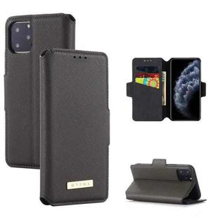 For iPhone 11 Pro MUXMA MX115 Cross Texture Oil Edge Flip Leather Phone Case (Grey)