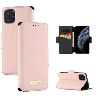 For iPhone 11 Pro MUXMA MX115 Cross Texture Oil Edge Flip Leather Phone Case (Pink)