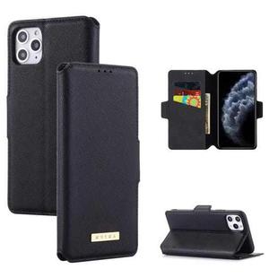 For iPhone 11 Pro Max MUXMA MX115 Cross Texture Oil Edge Flip Leather Phone Case (Black)