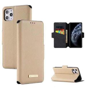 For iPhone 11 Pro Max MUXMA MX115 Cross Texture Oil Edge Flip Leather Phone Case (Gold)
