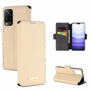 For vivo S9 MUXMA MX115 Cross Texture Oil Edge Flip Leather Phone Case(Gold)