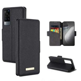 For vivo X60 5G MUXMA MX115 Cross Texture Oil Edge Flip Leather Phone Case(Black)