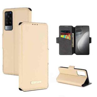 For vivo X60 5G MUXMA MX115 Cross Texture Oil Edge Flip Leather Phone Case(Gold)