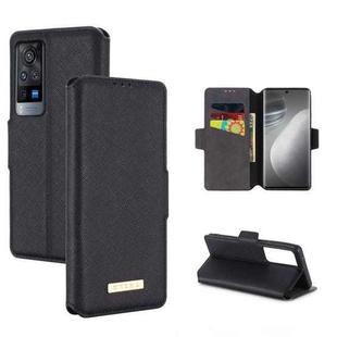 For vivo X60 Pro 5G MUXMA MX115 Cross Texture Oil Edge Flip Leather Phone Case(Black)