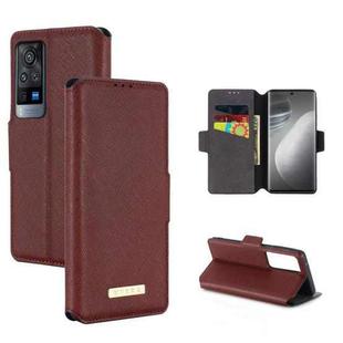 For vivo X60 Pro 5G MUXMA MX115 Cross Texture Oil Edge Flip Leather Phone Case(Red)