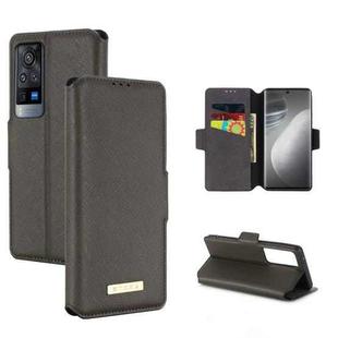 For vivo X60 Pro 5G MUXMA MX115 Cross Texture Oil Edge Flip Leather Phone Case(Grey)