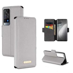 For vivo X60 Pro 5G MUXMA MX115 Cross Texture Oil Edge Flip Leather Phone Case(White)