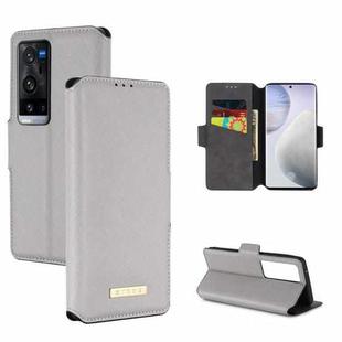 For vivo X60 Pro+ 5G MUXMA MX115 Cross Texture Oil Edge Flip Leather Phone Case(White)