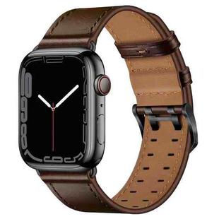 Double Buckles Leather Watch Band For Apple Watch Series 8&7 41mm / SE 2&6&SE&5&4 40mm / 3&2&1 38mm(Dark Brown)