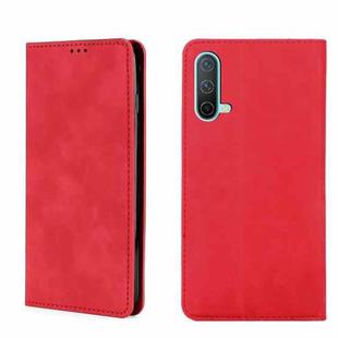 For OnePlus Nord CE 5G Skin Feel Magnetic Horizontal Flip Leather Phone Case(Red)