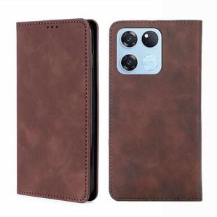 For OnePlus Ace Racing Skin Feel Magnetic Horizontal Flip Leather Phone Case(Dark Brown)