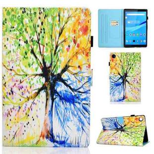 For Lenovo Tab M10 3rd Gen Colored Drawing Stitching Smart Leather Tablet Case(Colorful Tree)