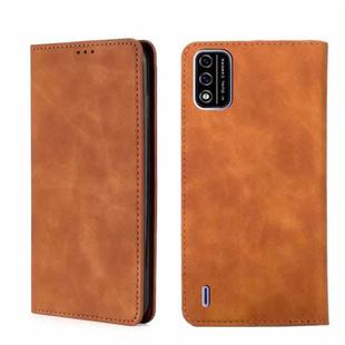 For Itel A48 Skin Feel Magnetic Horizontal Flip Leather Phone Case(Light Brown)