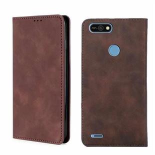 For Tecno Pop 2/Pop 2F/Pop 2 Pro/Pop 2 Power/Itel P13 Skin Feel Magnetic Horizontal Flip Leather Phone Case(Dark Brown)