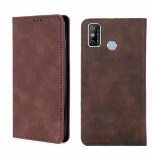 For Tecno Spark 6 Go Skin Feel Magnetic Horizontal Flip Leather Phone Case(Dark Brown)