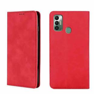 For Tecno Spark 7 Skin Feel Magnetic Horizontal Flip Leather Phone Case(Red)