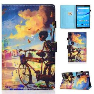 For Lenovo Tab M10 3rd Gen Colored Drawing Stitching Smart Leather Tablet Case(Cycling Boy)