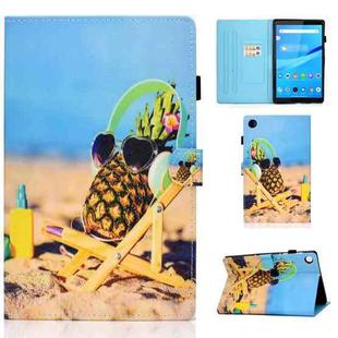 For Lenovo Tab M10 3rd Gen Colored Drawing Stitching Smart Leather Tablet Case(Pineapple)