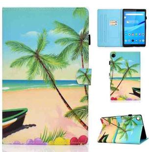 For Lenovo Tab M10 3rd Gen Colored Drawing Stitching Smart Leather Tablet Case(Beach)