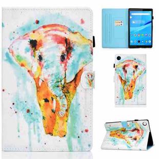 For Lenovo Tab M10 3rd Gen Colored Drawing Stitching Smart Leather Tablet Case(Colored Elephant)