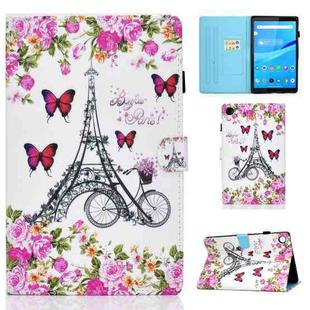 For Lenovo Tab M10 3rd Gen Colored Drawing Stitching Smart Leather Tablet Case(Flower Tower)
