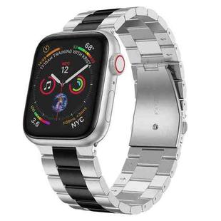 Small Waist Stainless Steel Watch Band For Apple Watch Series 9&8&7 41mm / SE 3&SE 2&6&SE&5&4 40mm / 3&2&1 38mm(Silver Black)
