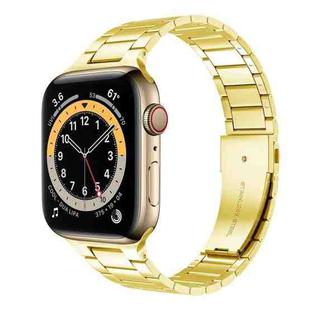 Small Waist Stainless Steel Watch Band For Apple Watch Series 8&7 45mm / SE 2&6&SE&5&4 44mm / 3&2&1 42mm(Gold)