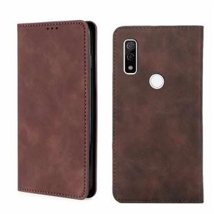 For Fujitsu Arrows WE F-51B Skin Feel Magnetic Horizontal Flip Leather Phone Case(Dark Brown)