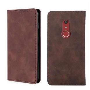 For Fujitsu Arrow Be4 Plus F-41B Skin Feel Magnetic Horizontal Flip Leather Phone Case(Dark Brown)