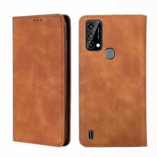 For Blackview A50 Skin Feel Magnetic Horizontal Flip Leather Phone Case(Light Brown)