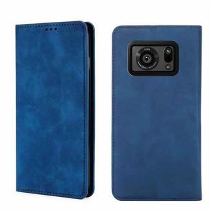 For Sharp Aquos R6 Skin Feel Magnetic Horizontal Flip Leather Phone Case(Blue)