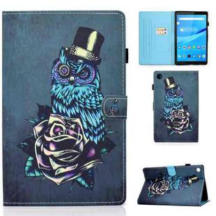 For Lenovo Tab M10 3rd Gen Colored Drawing Stitching Smart Leather Tablet Case(Rose Owl)