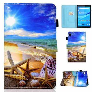 For Lenovo Tab M10 3rd Gen Colored Drawing Stitching Smart Leather Tablet Case(Blue Sky Starfish)