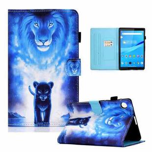 For Lenovo Tab M10 3rd Gen Colored Drawing Stitching Smart Leather Tablet Case(Lion)