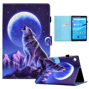For Lenovo Tab M10 3rd Gen Colored Drawing Stitching Smart Leather Tablet Case(Night Wolf)